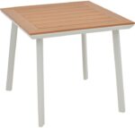Τραπέζι Synergy pakoworld αλουμίνιο λευκό-plywood φυσικό 80x80x74εκ - Image 3