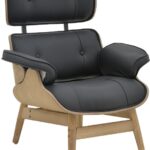 Πολυθρόνα relax Mirto pakoworld μασίφ ξύλο καρυδί -PU μαύρο 80x80x96.5εκ