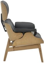 Πολυθρόνα relax Mirto pakoworld μασίφ ξύλο καρυδί -PU μαύρο 80x80x96.5εκ - Image 3