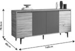 Μπουφές Augusta pakoworld oak-ανθρακί 160x40x78.5εκ - Image 6