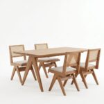 Τραπεζαρία Winslow pakoworld σετ 5τεμ ξύλο rubberwood ανοιχτό καρυδί 160x85x75εκ - Image 2
