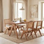 Τραπεζαρία Winslow pakoworld σετ 5τεμ ξύλο rubberwood ανοιχτό καρυδί 160x85x75εκ