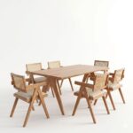 Τραπεζαρία Winslow Ι pakoworld σετ 7τεμ ξύλο rubberwood ανοιχτό καρυδί 160x85x75εκ - Image 2