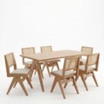 Τραπεζαρία Winslow pakoworld σετ 7τεμ ξύλο rubberwood σε ανοιχτό καρυδί απόχρωση 160x85x75εκ - Image 3