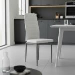 Καρέκλα Parker pakoworld μέταλλο-PU λευκό-ανθρακί πόδι 42x48x98εκ - Image 2