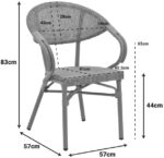 Πολυθρόνα Isaia pakoworld μαύρο αλουμίνιο-textilene μαύρο 57x57x83εκ - Image 2