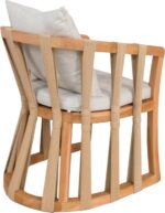Πολυθρόνα Morani pakoworld σκελετός teak ξύλο και ύφασμα σε φυσική απόχρωση 58x66x75εκ - Image 3