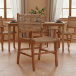 Πολυθρόνα Sponze pakoworld σκελετός teak ξύλο- pe σχοινί σε φυσική απόχρωση 54x60x86εκ - Image 2