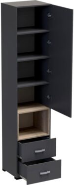 Βιτρίνα-στήλη Toscana pakoworld σε ανθρακί απόχρωση 50x42x222.5εκ - Image 4