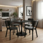 Tραπέζι Balou pakoworld mdf σε μαύρη απόχρωση Φ80x73εκ - Image 2