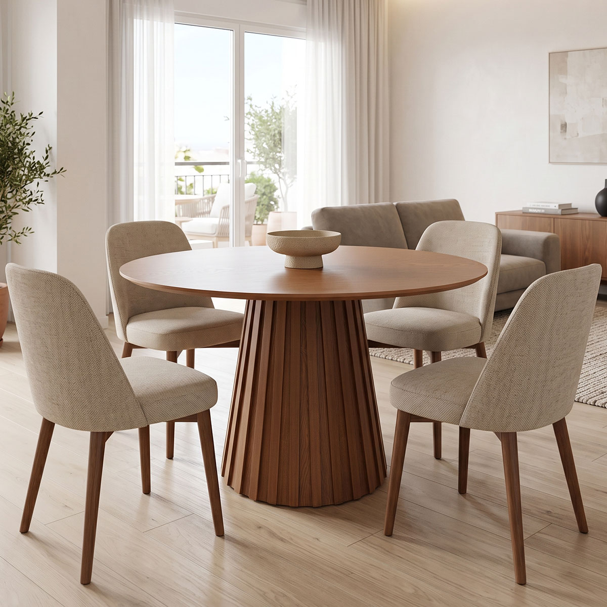 029-000447 Τραπέζι Franzel pakoworld mdf καρυδί Φ120x75εκ - Image 1
