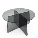 Τραπέζι σαλονιού Cleary pakoworld tempered 8mm γυαλί ανθρακί Φ70x45εκ - Image 4