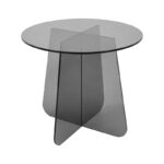 Τραπέζι βοηθητικό Cleary pakoworld tempered 8mm γυαλί ανθρακί Φ50x45εκ - Image 2
