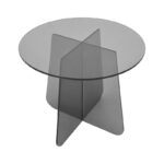 Τραπέζι βοηθητικό Cleary pakoworld tempered 8mm γυαλί ανθρακί Φ50x45εκ - Image 3