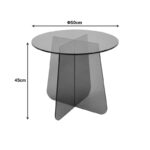 Τραπέζι βοηθητικό Cleary pakoworld tempered 8mm γυαλί ανθρακί Φ50x45εκ - Image 5