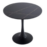 Tραπέζι Balou pakoworld sintered stone σε μαύρη απόχρωση με όψη μαρμάρου-βάση μαύρο μέταλλο Φ90x73εκ - Image 3
