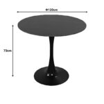 Tραπέζι Balou pakoworld sintered stone σε μαύρη απόχρωση με όψη μαρμάρου-βάση μαύρο μέταλλο Φ120x73εκ - Image 4
