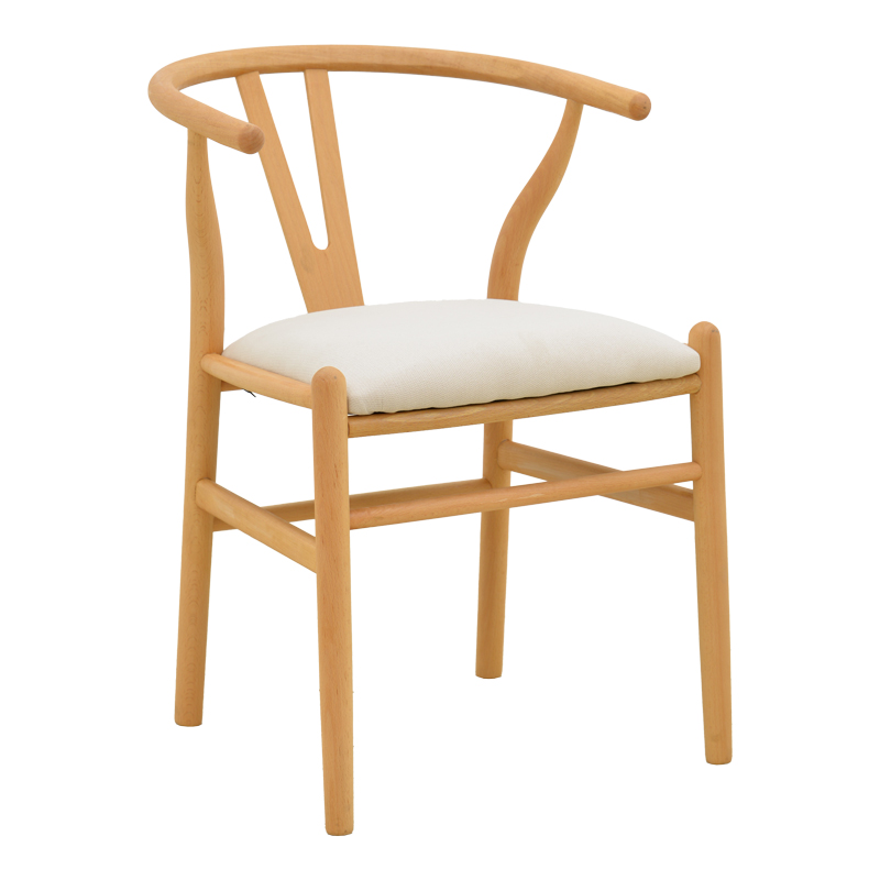 029-000463 Καρέκλα Wishbone pakoworld rubberwood-ύφασμα σε φυσική-μπεζ απόχρωση 51x58x73εκ - Image 1