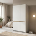Ντουλάπα τρίφυλλη Merzia pakoworld λευκό με sonoma 120x46.5x183εκ