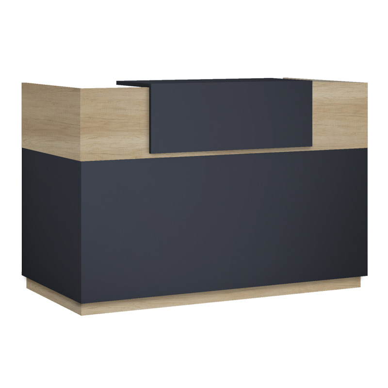 069-000098 Γραφείο reception Lotus pakoworld σε χρώμα φυσικό - ανθρακί 200x70x110εκ - Image 1
