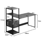 Γραφείο Zayn ΙΙ pakoworld με ραφιέρα-MDF καρυδί-μαύρο 108x40x111εκ - Image 3