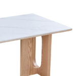 Τραπέζι Benqui pakoworld sintered stone-mdf σε λευκό μαρμάρου με βάση σε φυσική απόχρωση 160x90x75εκ - Image 5