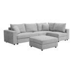 Πολυμορφικός καναπές Navaro pakoworld ύφασμα γκρι 281x256x85εκ - Image 3
