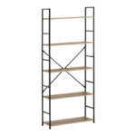 Βιβλιοθήκη Manlo pakoworld oak με μαύρο μέταλλο 58.6x23.5x144εκ - Image 2