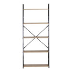 Βιβλιοθήκη Manlo pakoworld oak με μαύρο μέταλλο 58.6x23.5x144εκ - Image 3