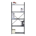 Βιβλιοθήκη Manlo pakoworld μαύρο μέταλλο 58.6x23.5x144εκ - Image 3