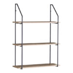 Ραφιέρα τοίχου Fema pakoworld oak με μαύρο μέταλλο 60x20x80εκ - Image 2