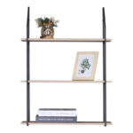 Ραφιέρα τοίχου Fema pakoworld oak με μαύρο μέταλλο 60x20x80εκ - Image 3
