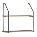 Ραφιέρα τοίχου Fema pakoworld oak με μαύρο μέταλλο 60x20x52εκ - Image 2