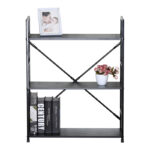 Βιβλιοθήκη-ραφιέρα Manlo pakoworld μαύρο μέταλλο 58.6x23.5x80εκ - Image 3