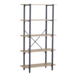 Βιβλιοθήκη Nebranzo pakoworld oak με μαύρο μέταλλο 80x34x155.3εκ - Image 2