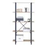Βιβλιοθήκη Nebranzo pakoworld oak με μαύρο μέταλλο 80x34x155.3εκ - Image 3