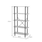 Βιβλιοθήκη Nebranzo pakoworld oak με μαύρο μέταλλο 80x34x155.3εκ - Image 4