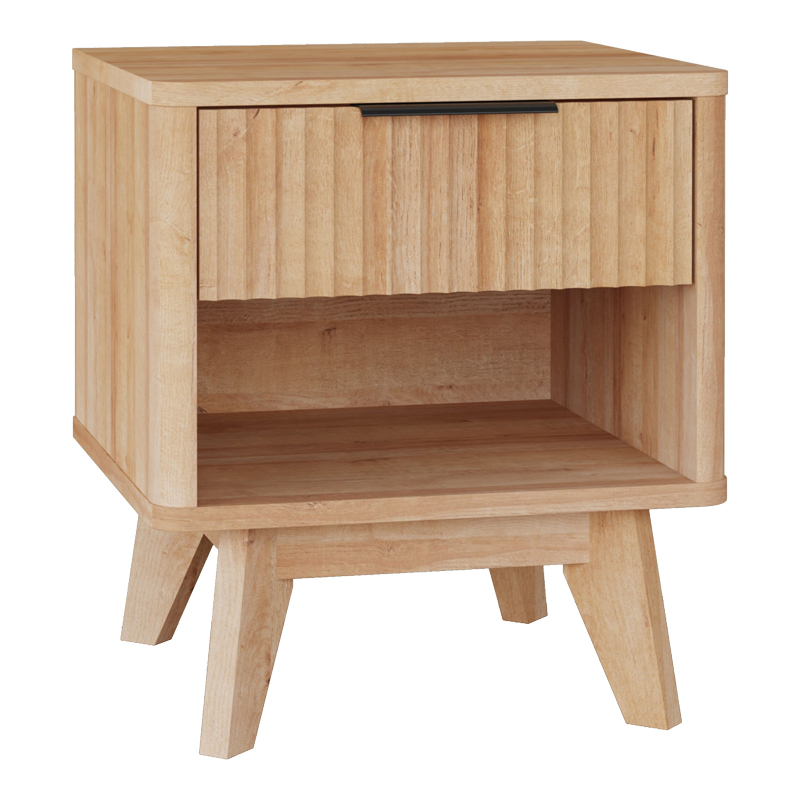 086-000024 Κομοδίνο Hamea pakoworld mdf σε φυσική απόχρωση 45x39.5x50.2εκ - Image 1