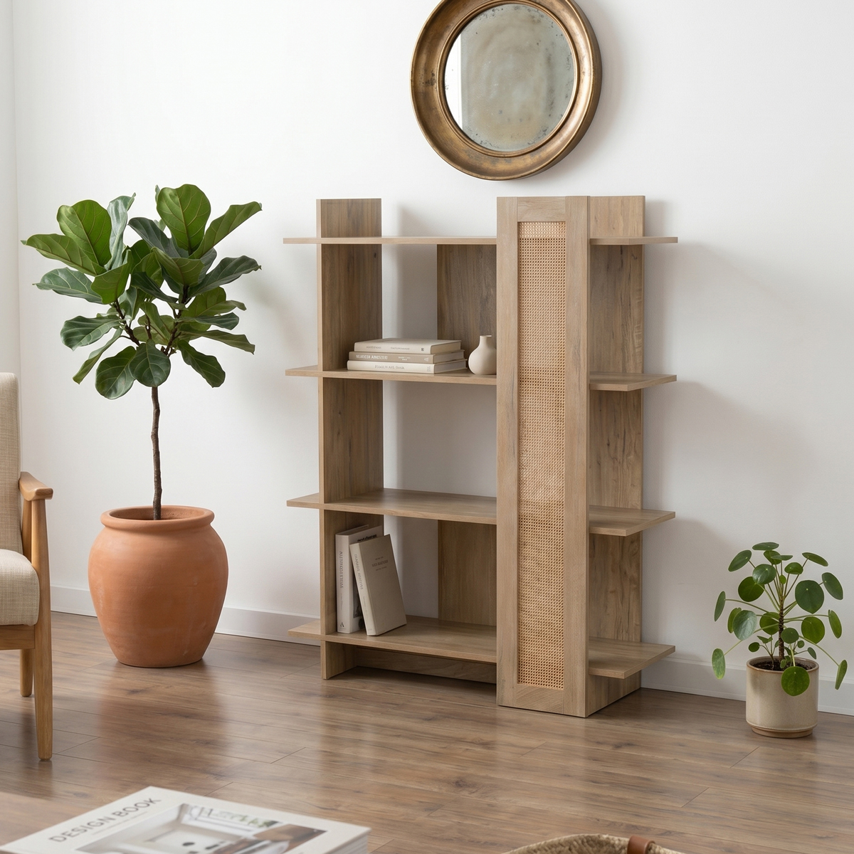 086-000026 Βιβλιοθήκη Oslo pakoworld sonoma 75x32x95εκ - Image 1