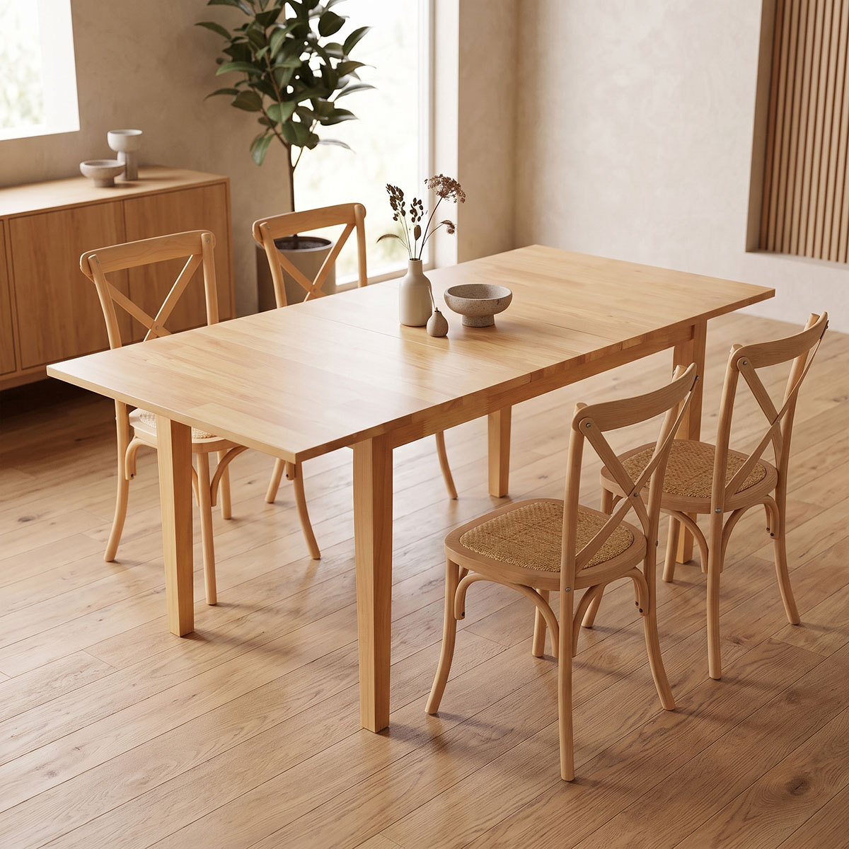 091-000024 Tραπέζι επεκτεινόμενο Country pakoworld rubberwood σε φυσική απόχρωση 120-150x80x74εκ - Image 1