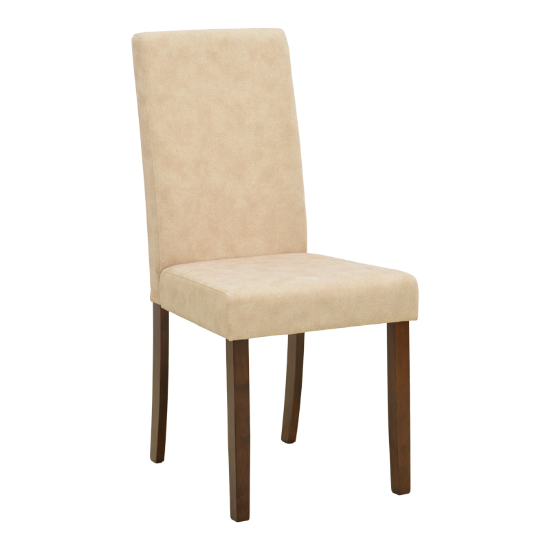 091-000026 Καρέκλα Zeben pakoworld εκρού ύφασμα με καρυδί rubberwood 43,5x55,5x93,5εκ - Image 1