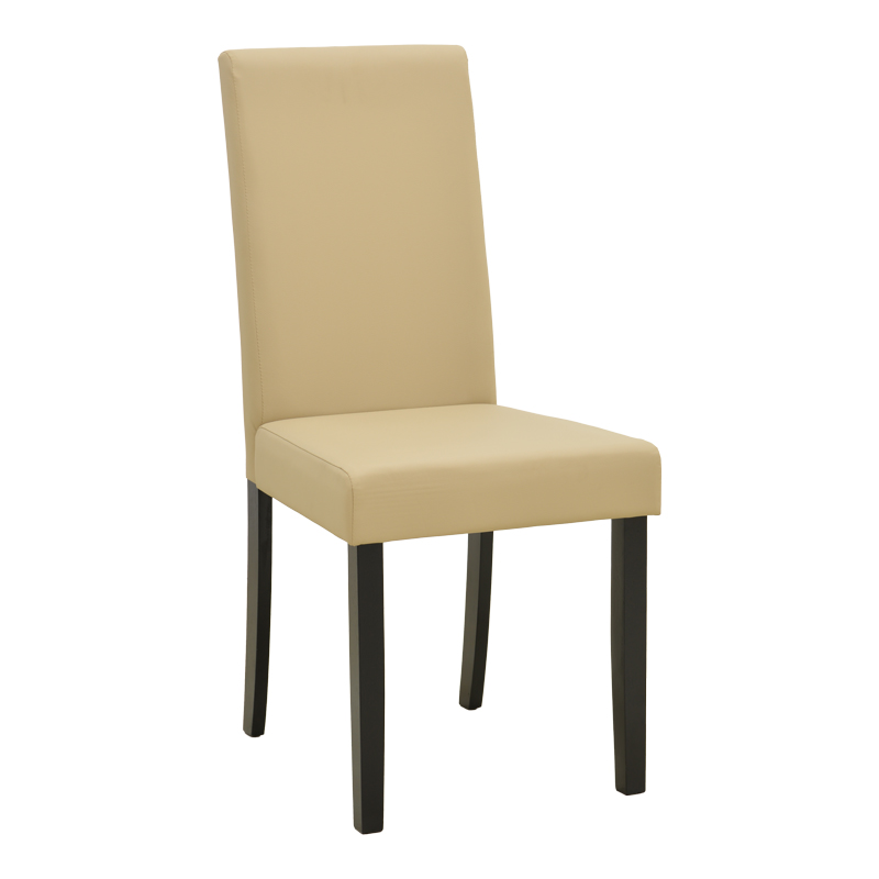 091-000028 Καρέκλα Zeben pakoworld εκρού PU με πόδι μαύρο rubberwood 43,5x55,5x93,5εκ - Image 1