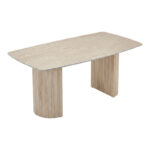 Τραπέζι Loosir pakoworld mdf-sandstone σε όψη τραβερτίνας 180x90x74εκ - Image 4