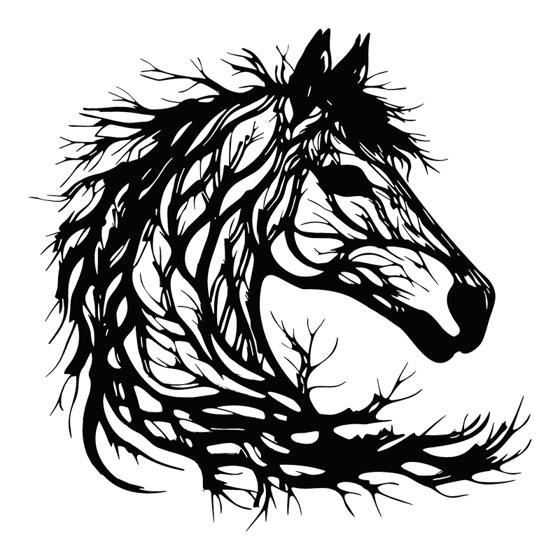 120-000652 Διακοσμητικό τοίχου Horsy pakooworld μαύρο μεταλλικό 60x0,15x60εκ - Image 1
