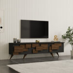 Έπιπλο τηλεόρασης Trida pakoworld καρυδί με ανθρακί 160x35x45εκ