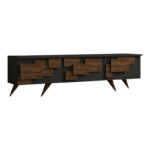 Έπιπλο τηλεόρασης Trida pakoworld καρυδί με ανθρακί 160x35x45εκ - Image 3