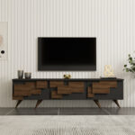 Έπιπλο τηλεόρασης Trida pakoworld καρυδί με ανθρακί 160x35x45εκ - Image 4