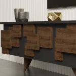 Έπιπλο τηλεόρασης Trida pakoworld καρυδί με ανθρακί 160x35x45εκ - Image 5