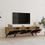 Έπιπλο τηλεόρασης Trida pakoworld oak με μαύρο 160x35x45εκ - Image 2