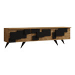 Έπιπλο τηλεόρασης Trida pakoworld oak με μαύρο 160x35x45εκ - Image 3